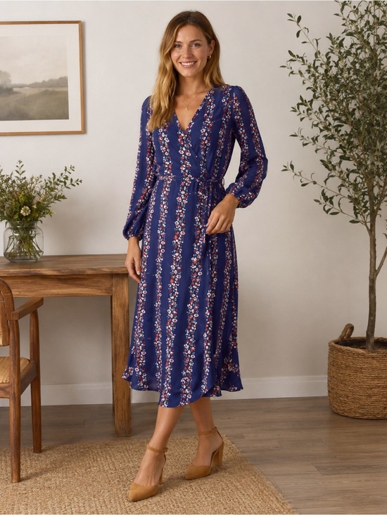 Boden Dresses & Skirts - Boden Blue Floral Wrap Midi Dress S